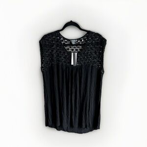 Chelsea & Theodore Black Crochet Blouse